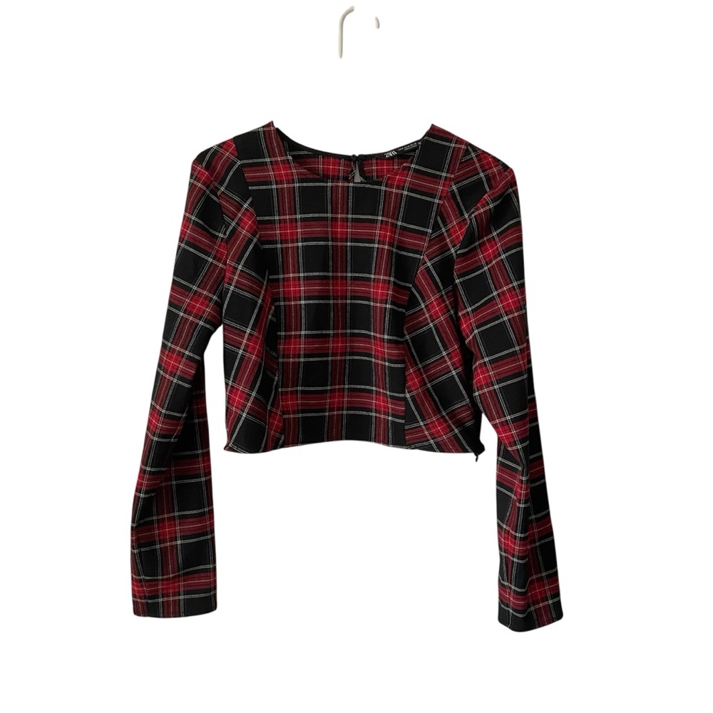 Zara Red Plaid Cropped Top Size M Boxy Academia Clueless